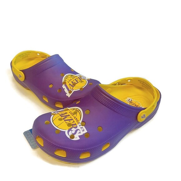 CROCS Mens 7 Womens 9 Slip On Clogs Los Angeles Lakers Sandals Shoes Purple Gold main image 9